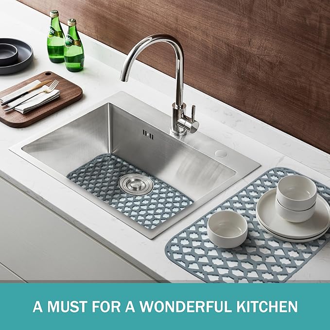 SAMSIER Silicone Sink Protectors Mats (13x11 & 14x12 & 16x12 & 18x16 & 19x14 & 21x16 & 22x13 & 25x16 & 26x14 & 28x14 & 30x16) for Bottom of Kitchen Sink (25”x15.7”)