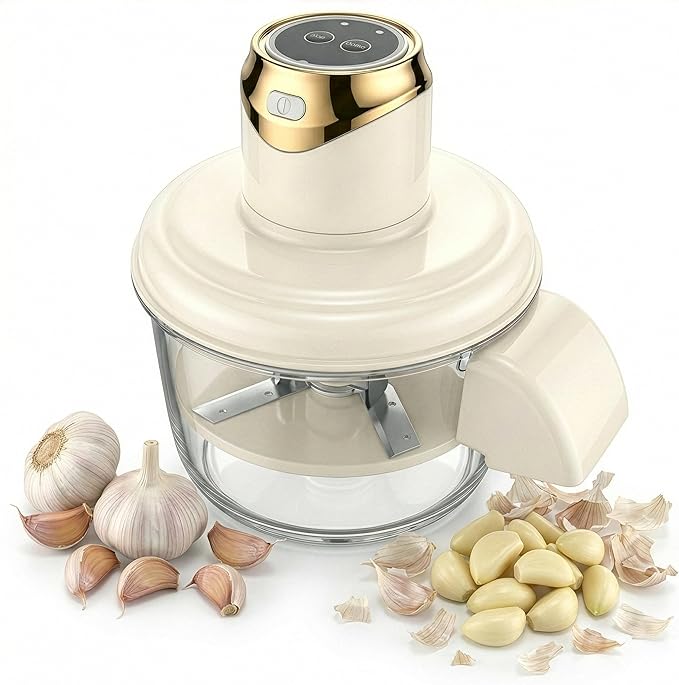 Electric Garlic Prep Assistant – Garlic Peeler Tool That Loosens Skin for Easy Peeling, Fast Kitchen Gadget for Garlic Cloves, Also Works for Pearl Onions, Grapes, & Cherry Tomatoes, Easy-Clean, White