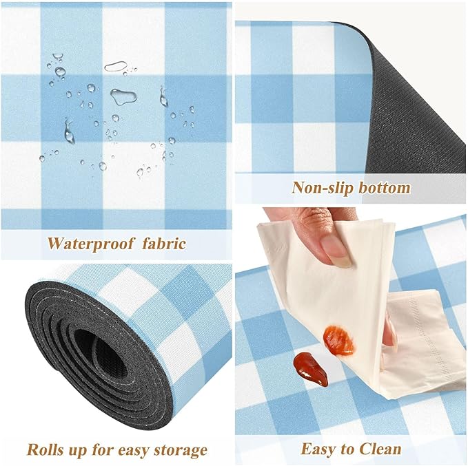 Trivet Table Runner Heat Resistant 230F for Hot Dishes Pots Plates Kitchen Dining Table Protector Decorative 39.37 X 11.8 Inch Checkered Blue