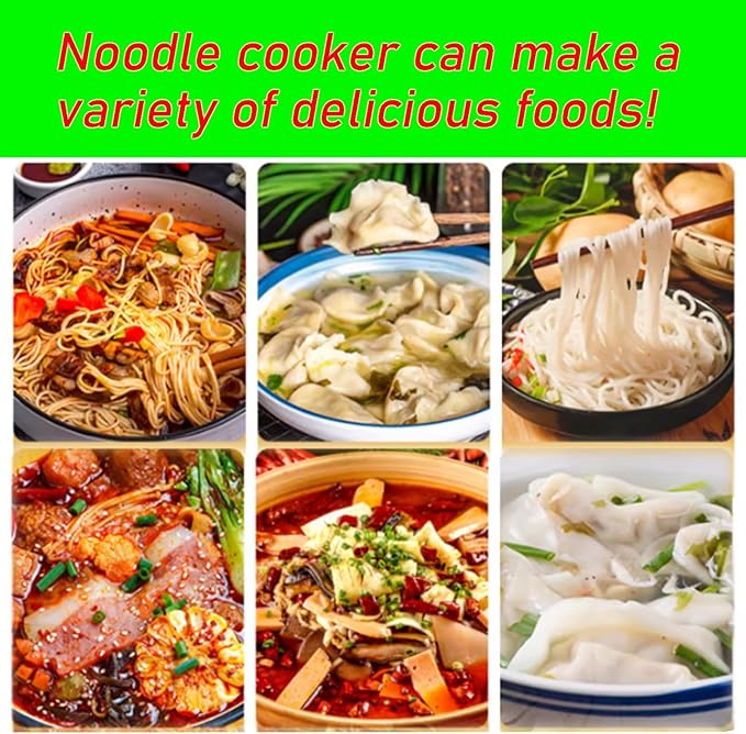 INTBUYING Electric Noodle Maker 2 Hole Commercial Pasta Maker 5 Ring Heating Tube with 2 Baskets for Restaurants Shop 110V 1700W 10L Capacity