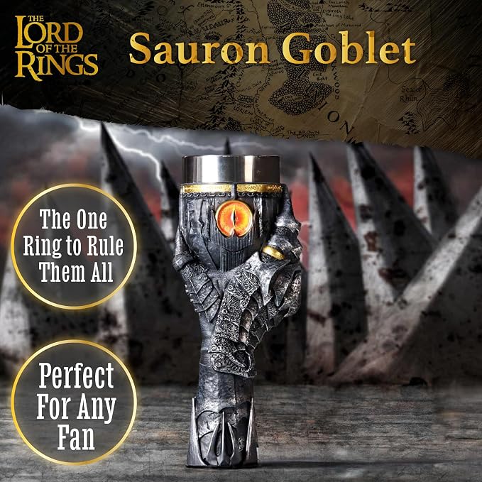 Nemesis Now Lord of the Rings Goblet - Hand-Painted Themed Drinkware, Perfect Collectible for LOTR Fans and Enthusiasts - Sauron