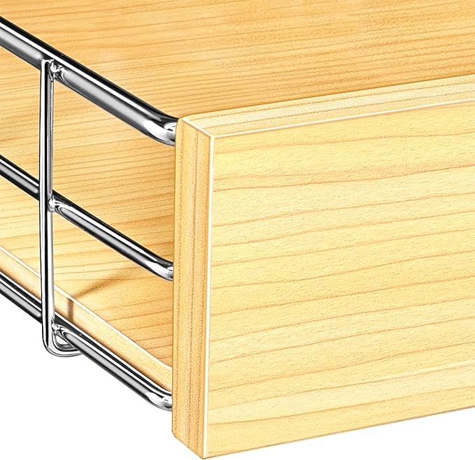 LYNK PROFESSIONAL® SELECT™ Slide Out Cabinet Organizer Pull Out Drawer, 11" x 21" Pull Out Cabinet Organizer – Pull Out Shelves for Kitchen Cabinets – Roll Out - Lifetime Ltd. Warranty, Wood Chrome