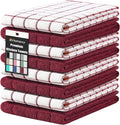 Homaxy Premium Cotton Kitchen Towels 16"x 28", Large Natural Ring Spun 390 GSM Dish Towels, Super Absorbent Terry Kitchen Hand Towels, Soft Tea Towels with Hanging Loop, Red Check Design, 8 Pack