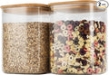 D2scrma 122oz Airtight Glass Square Storage Canister with Bamboo Lid Set of 2(3600ml*2) Large Storage Container Gallon Glass Jars, for Sugar, Flour, and Coffee bean (with Black Lable)