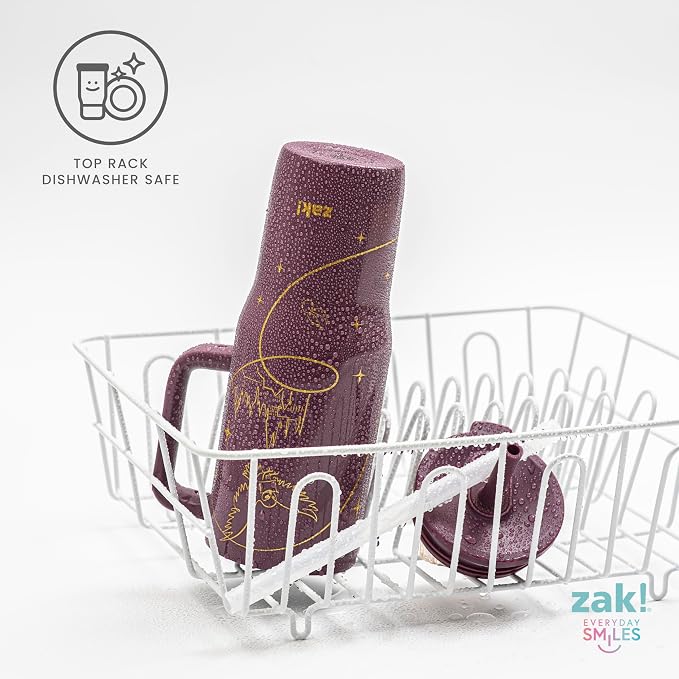 Zak Designs Harry Potter Sutton Travel Tumbler for On the Go, 30oz Stainless Steel with Vacuum Insulation, Silicone Straw, and Carry Handle for Cold Drinks (Hogwarts)