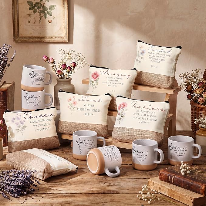 30 Pcs Christian Religious Gifts for Women Inspirational Gift Set Include Notebook Mug Makeup Bag Pen and Gift Bag for Easter Mothers Day Graduation Biblical Present
