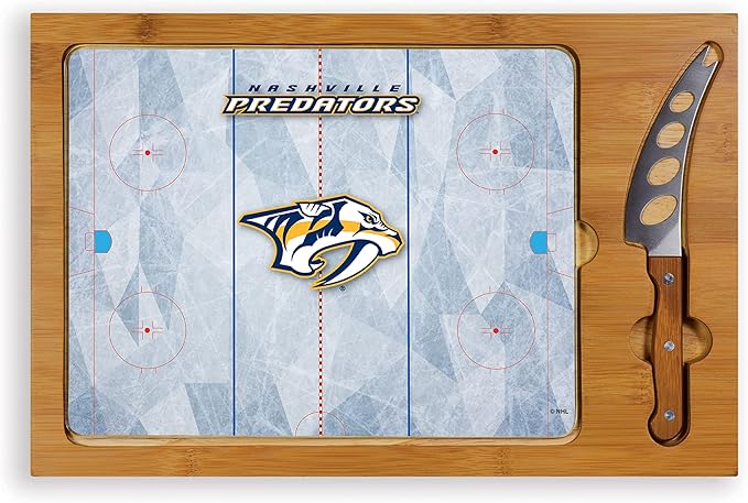 PICNIC TIME NHL unisex-adult NHL Icon Glass Top Cutting Board & Knife Set