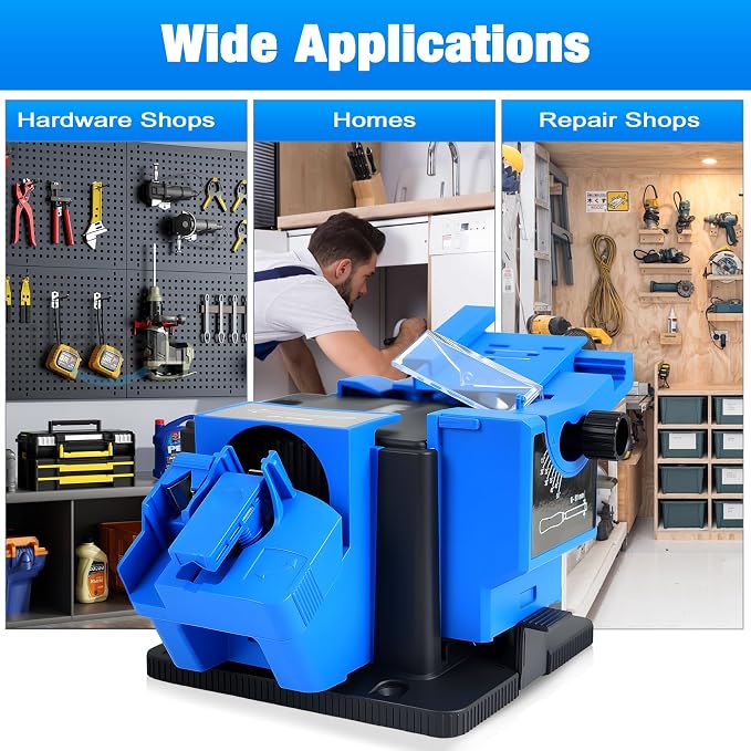 3-in-1 Multifunction Electric Drill Bit Sharpener for Knife, drill, Chisel, Scissor, Grinder with Adjustable Angles, 96W 1350rpm drill doctor afilador de brocas, Compact Design ﻿