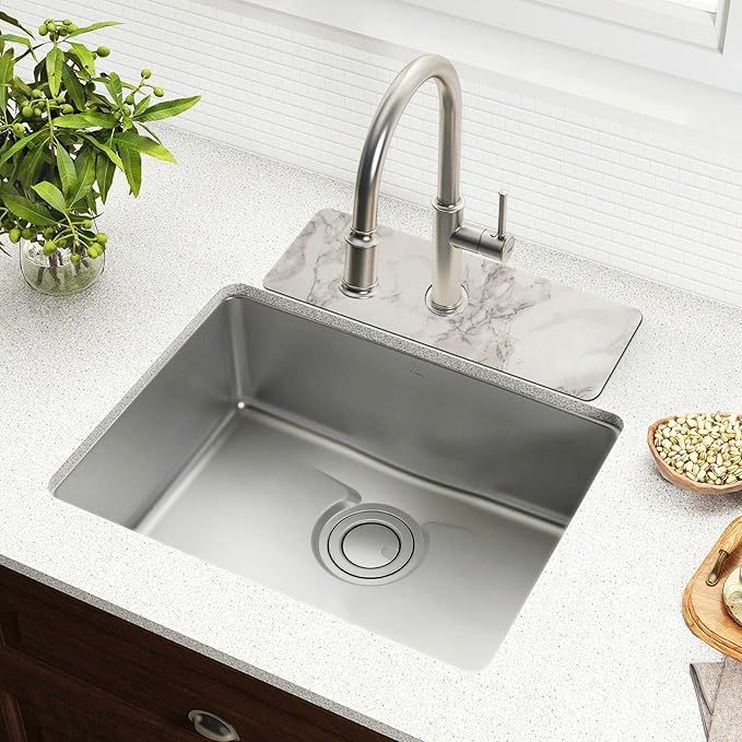 Kitchen Sink Splash Guard 2 PCS 14.7 Inch Sink Faucet Mat Splash Guard for Bathroom Countertop Water Absorbent Foldable Cuttable Soft Washable Marble White