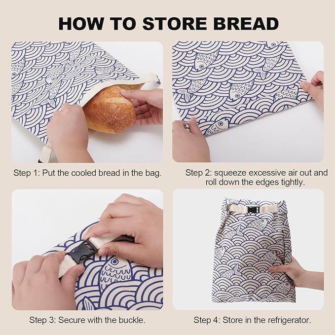 Beeswax Bread Bags for Sourdough, Reusable Bread Bags for Homemade Bread, 2 Pack Natural Cotton Beeswax Storage, Natural Cotton Beeswax Bags, Large Capacity