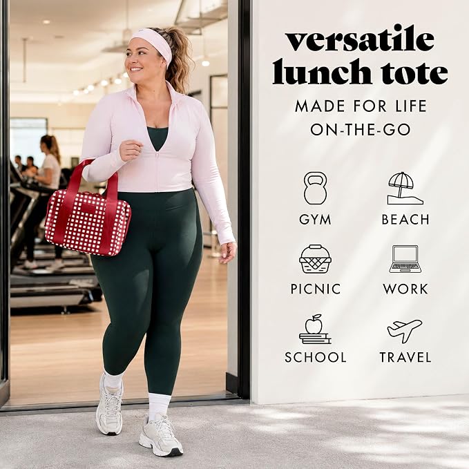 Fit & Fresh Remi Lunch Bag for Women Work – Neoprene Lunch Tote with Containers & Ice Pack, Reusable Meal Prep Lunch Box, Large Capacity, Machine Washable