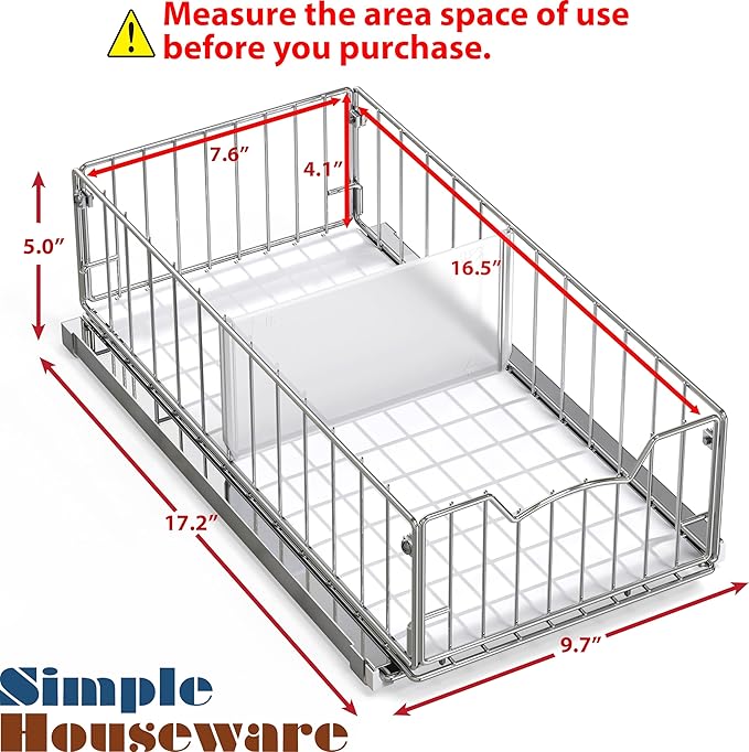 Simple Houseware 3 Tier Basket Drawer + Cabinet Pull-Out Shelf