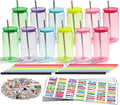 16oz Acrylic Mason Jars Cups, 12 Pack Can shaped Plastic Cups with Lids and Straws, Iced Coffee Cup Cute Drinking Glass Unbreakable Tumbler for Whiskey, Soda, Iced Tea, Colored
