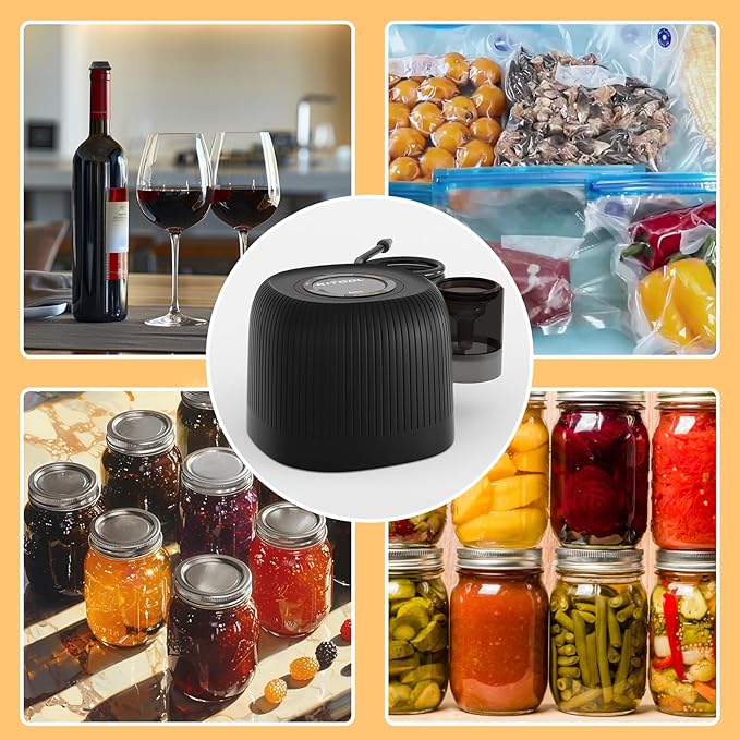 Electric Mason Jar Vacuum Sealer Kit for Wide-Mouth & Regular-Mouth Mason Jars, Food Saver Vacuum Canning Sealer Machine (Sapphire Can Opener)