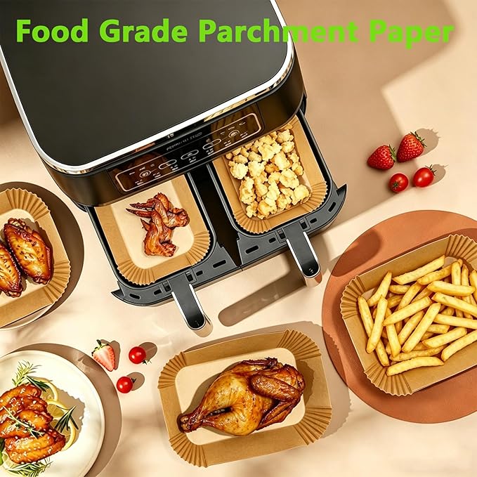 Air Fryer Liners for Bella 4Qt Slim Air Fryer,Rectangle Airfryer Liners,200Pcs Parchment Paper liners for Ninja Dual Air Fryer,Accessories for Ninja/bella