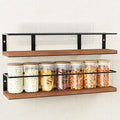 Spice Rack Self-Adhesive or drilling, Rustic Style Hanging Spice Rack, Spice Organization for Cabinet Door or Wall Mount, Over The Stove, Kitchen Wall, 2-Pack