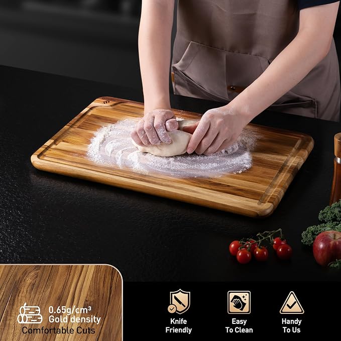Teak Wood Cutting Board 17inch Wooden Chopping Board Bamboo High-end Mother Gifts Best Mama Mommy Christmas Xmas Birthday Law Step Stepmom Stepmother Have Everything Good Unique Present XL
