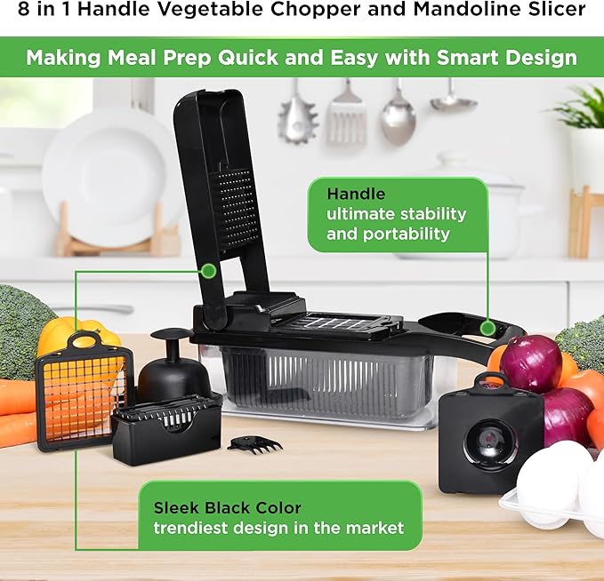 5 Pack 30 Oz Glass Meal Prep Containers + Vegetable Chopper