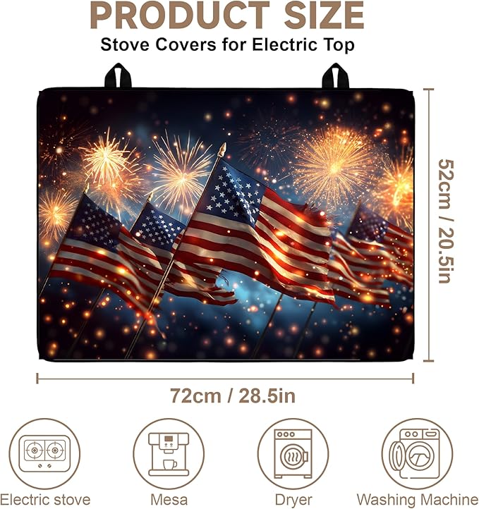 Stove Top Covers for Electric Stove: Independence Day Heat Resistant Protector Glass Stove Top Expands Counter Space, Stylish Kitchen Decor 28.5'' × 20.5''