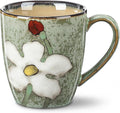 Maxdot 1 Pcs 12oz Ceramic Coffee Mugs Sets Glazing Process Cappuccino Mug Floral Ceramic Tea Cups Idea Gift Set for Women Porcelain Cup for Coffee, Cocoa, Tea, Latte (Retro) (Fresh)