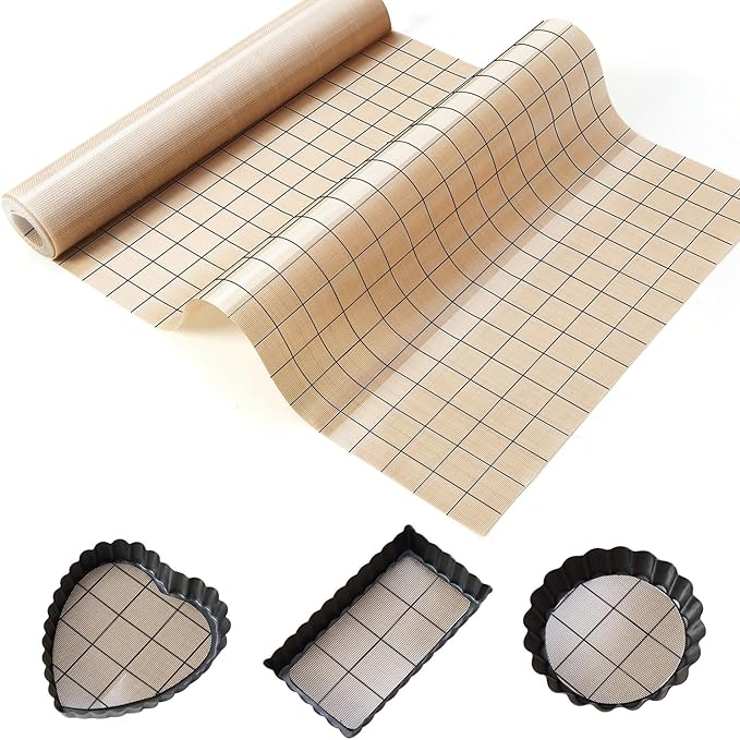 Silicone Baking Mat Roll 12IN*5FT Free Cutting, Non-Slip Pastry Mat, Non-Stick Reusable Air Fryer Liner, Oven Liners, Counter Mat, Freeze Dryer Mat, Easily Cut to Size Fit All Ovens Pans Tins Dishes
