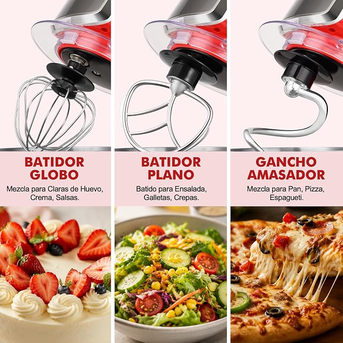Stand Mixer, Kitchen in the box 3.2Qt Small Electric Food Mixer,6 Speeds Portable Lightweight Kitchen Mixer for Daily Use with Egg Whisk,Dough Hook,Flat Beater (Red)
