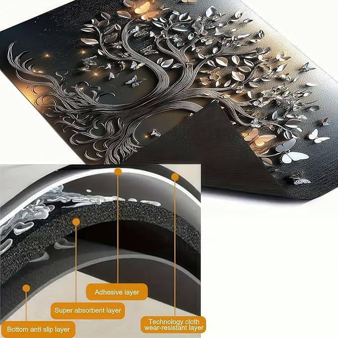 HOMETITUTE Stove Top Cover 28x20 Inch Diatomite Butterfly Tree Relief Kitchen Decor Glass Cooktop Protector Dish Drying Mat Coffee Mat Electric Stove Cover Mat Heat Resistant Pad