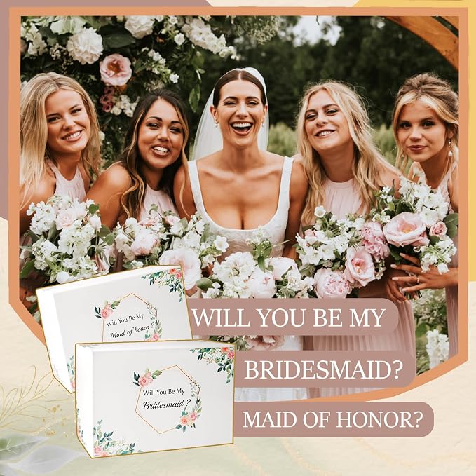 40Pcs Bridesmaid Proposal Box Gifts Set of 4 Will You Be My Maid of Honor Proposal Gifts Set Rectangular Hair Clips Soft Socks Scented Candle Bridesmaid Scrunchies Spiral Hair Ties Bridal Shower