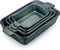 vancasso Ceramic Casserole Dishes for Oven, Reactive Glaze Bakeware Set of 4, Deep Rectangular Baking Dishes with Handles, Lasagna Pan Set, Microwave & Dishwasher Safe, Green (9.4"/11.1"/12.2"/14.7")