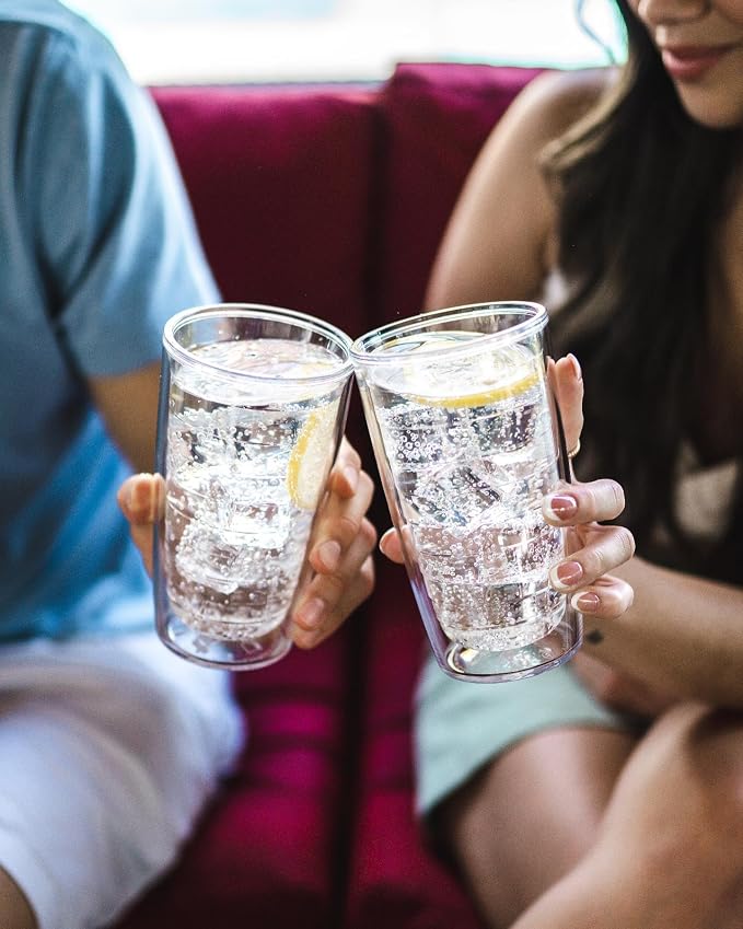 Tervis Clear & Colorful Tabletop Made in USA Double Walled Insulated Tumbler Travel Cup Keeps Drinks Cold & Hot, 16oz, Elderberry Wild