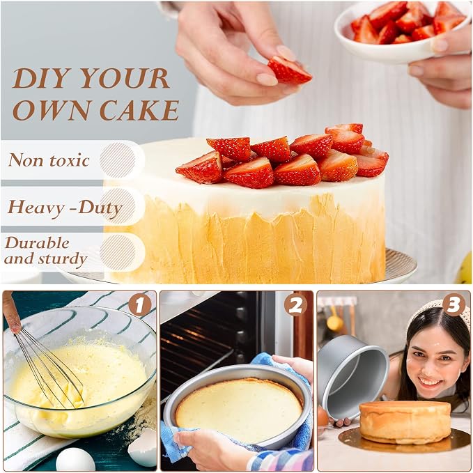 Gerrii 18 Pcs 4 Inch Cake Pans Nonstick Aluminum Small Round Cake Baking Pans Molds for Cheese, Pizza, Quiche, Home Party Baking Supplies, Leakproof and Easy Release