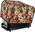 Toaster Cover 4 Slice Ethnic Flower Colorful Daisy Kitchen Small Appliance Covers with Pockets Dust and Fingerprint Protection