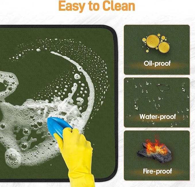 Heat Resistant Mat for Air Fryer, 21 x 24in Heat Resistant Mat for Countertop, Fireproof Silicone Countertop Protector Appliance Slider Hot pod for Air Fryer, Coffee Maker, Toaster, Oven (Green)