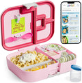 YOOPI Lunch Boxes for Kids–Toddler Bento Box with 4 Leakproof Compartment Food Bentobox Container,Lunch Box for School with Lunchbox Containers, Lightweight Sandwich Box & Snack Box (Light Pink)