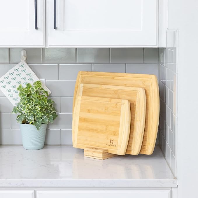 Premium Bamboo Cutting Board-(Set 3) Bamboo Serving Board/Charcuterie Boards-Wood Cutting Board Set/Wooden Chopping Board Set-Kitchen Gadgets