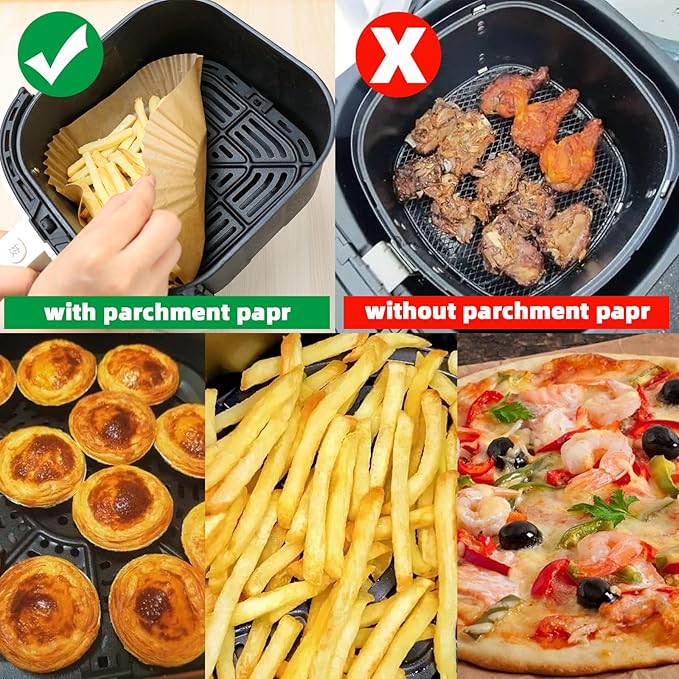 160PCS Loaf Pan Liners 9x5 Inch+200PCS Air Fryer Liners Disposable 9 Inch