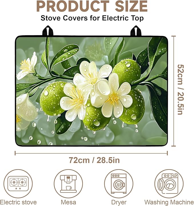 Stove Top Covers for Electric Stove: Heat Resistant Protector Glass Stove Top Expands Counter Space, Stylish Kitchen Decor (CH731)