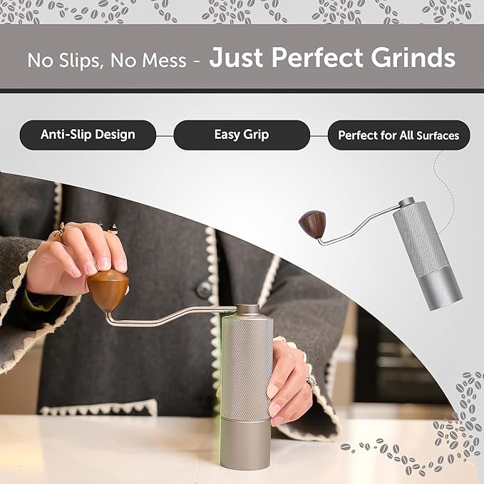 5 in 1 Manual Stainless Steel Coffee Grinder - Espresso Grinder, Manual Coffee Grinder, Coffee Grinder, Conical Coffee Burr Grinder with Double Bearing, Steel Body