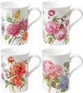 Bone China Coffee Tea Mugs 9-Ounce, Assorted Set of 4 (Beautiful Garden)
