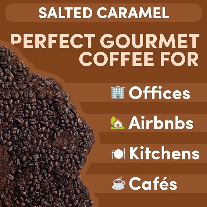 Salted Caramel Ground Coffee | Flavored Coffee Medium Roast | Sweet & Smooth Caramel with Sea Salt | Gourmet Specialty Grade | 12 oz