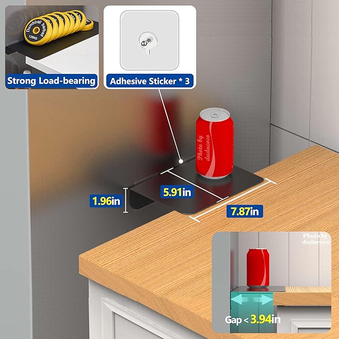 Metal Kitchen Refrigerator Gap Partition Countertop Gap Extension Board, Refrigerator Side Partition, Gap Covers Between Countertop And Walls, No Drill (Black, 7.8 * 5.9inch)