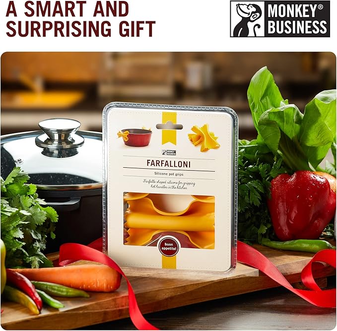 Monkey Business Farfalloni-Shaped Pot Holders – Mini Silicone Pinch Mitts | Fun Silicone Pot Gripper & Kitchen Gadget | Quirky Pasta-Inspired Kitchen Gadgets Collection