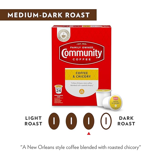 Community Coffee & Chicory 144 Count Coffee Pods, Dark Roast, Compatible with Keurig 2.0 K-Cup Brewers, 36 Count (Pack of 4)