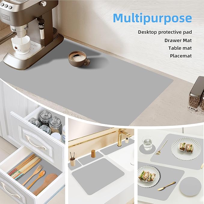 Extra Large Silicone Mat 32.3x24, Non-Slip Counter Protector - Heat Resistant,Cut-to-Fit for Kitchen Island,Countertops, Baking-Easy Clean Black Mat, 1.2mm Thick