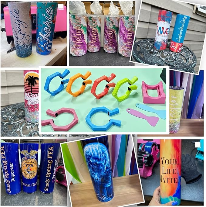 Perfect Pumbler Clamp Machine,Tumbler Clamp for Sublimation,Cup Cradle for Crafting Tumblers,Sublimation Cup Holder Clamp for 20oz 15oz Cups,Mug Clamps for Sublimation,Tumbler Wrapper (Pink&Blue)