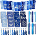 Skylety 12 Sets/48 Pcs Employee Appreciation Gift Baskets Bulk 16oz Inspirational Coffee Cup with Spiral Notebook, Pen & Keychain, Thank You Gifts for Staff, Teacher,Coworker, Team (Gradient Blue)