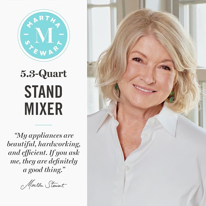 Martha Stewart 5.3Qt Stand Mixer, 12-Speed Tilt-Head Electric Kitchen Mixer with Stainless Steel Bowl, Dough Hook, Whisk & Beater, Splash Guard, Ideal for Baking Bread, Cake & Whipping, Caviar Gray