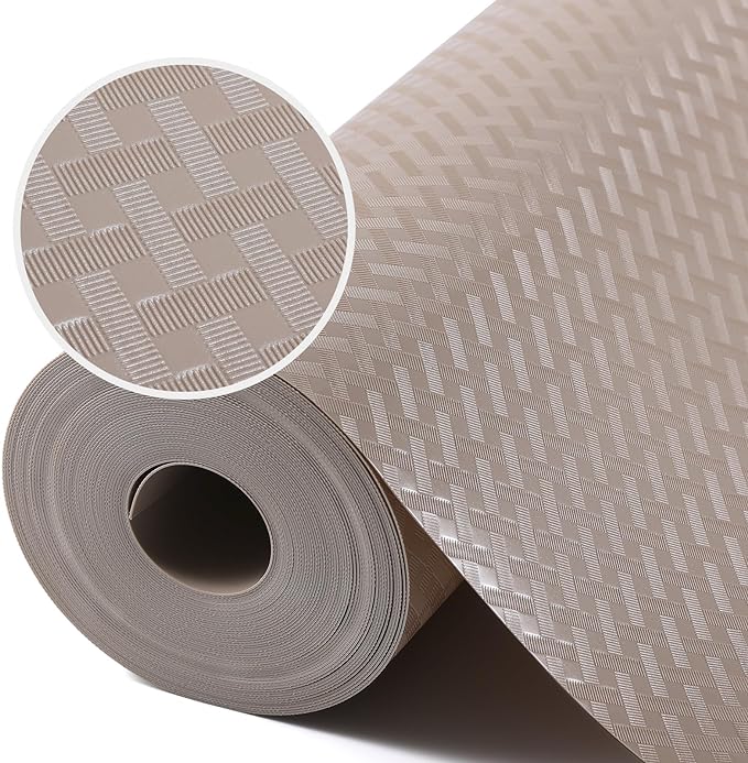 Beige Shelf Liners for Kitchen Cabinets Refrigerator Liners Waterproof & Oil-Proof Kitchen Cupboard Liner Drawer Mats EVA Material Non Adhesive Fridge Liner for Shelves 23.6 x 236.2 Inches
