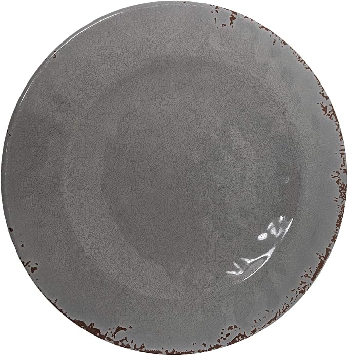Gianna's Home 12 Piece Rustic Farmhouse Melamine Dinnerware Set, Service for 4 (Gray)
