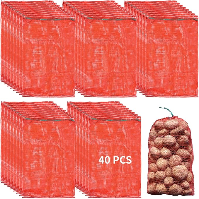 40 Mesh Produce Storage Bags, 35.3 X 23.5, Extra Large, Reusable For Vegetables, Fruit, Potatoes, And Onions